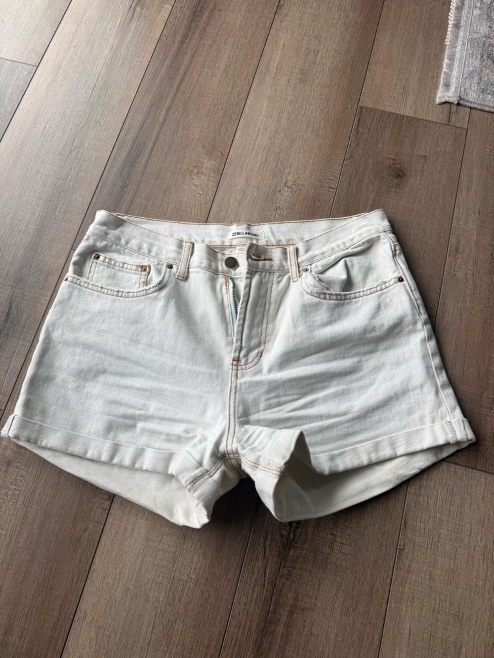 Billabong White High-Rise Denim Shorts